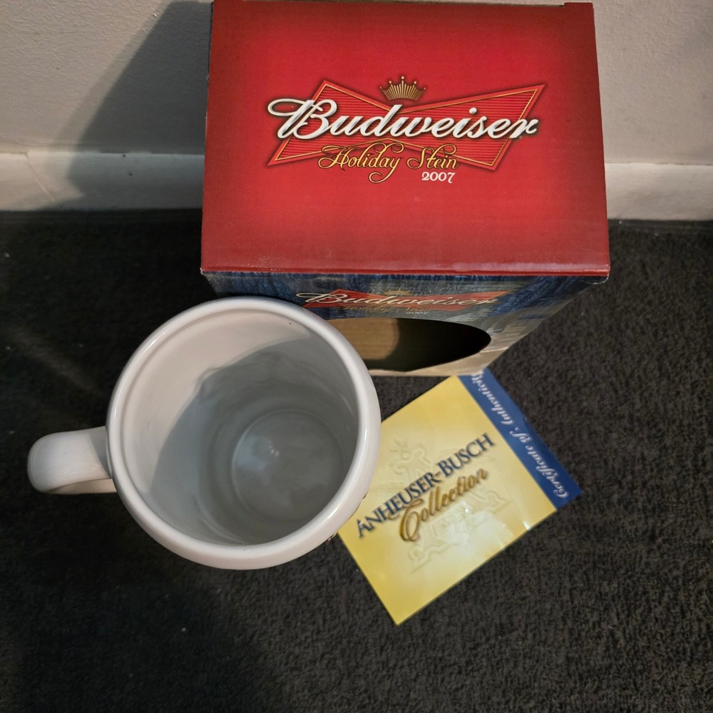 Budweiser 2007 Holiday Stein OS Beer Mug Unisex Blue Winter's Clydesdale COA - Picture 4 of 5